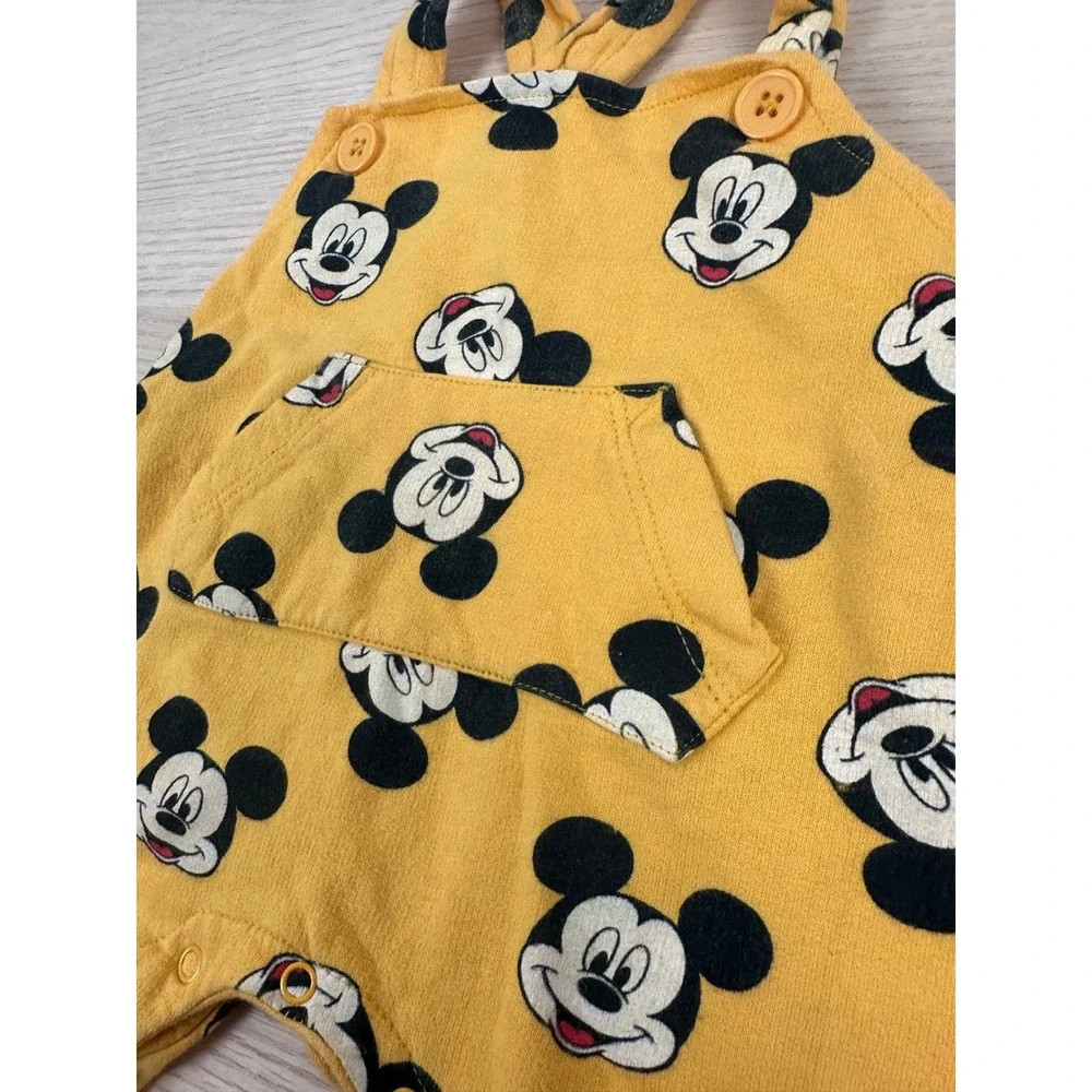 Disney Baby Mickey Mouse Yellow‎ Overalls Romper Infant 0-3 Months